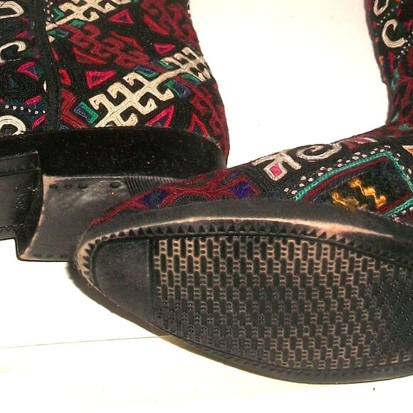 Unbranded Artisan-Made Central Asian Suzani Embroidered Side Zip Flat Boots 10M - Picture 8 of 12
